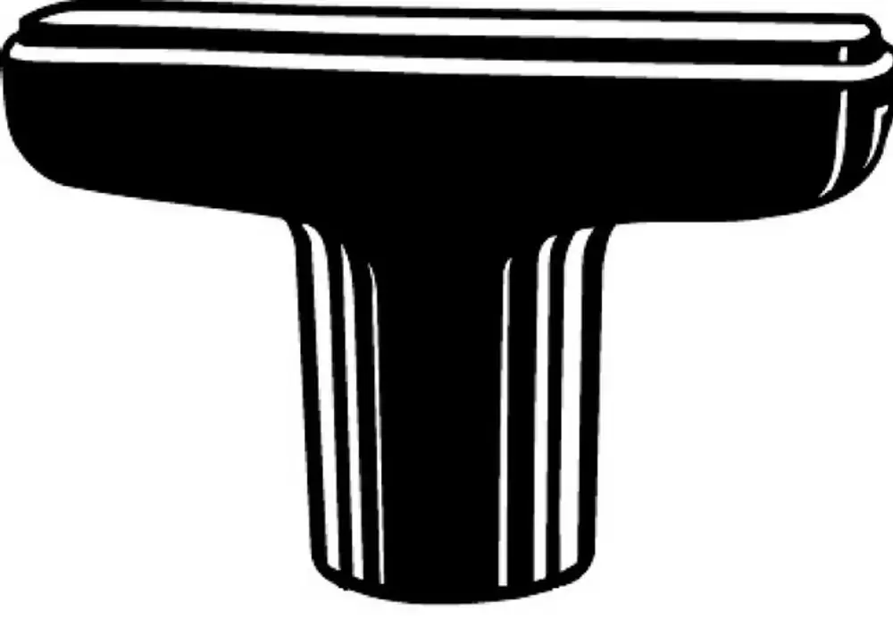 Schwarzer Knebel mit T-Form und gerillter Oberfläche, typischer Bestandteil von Heizungsventilen, von IMI Hydronic Engineering.